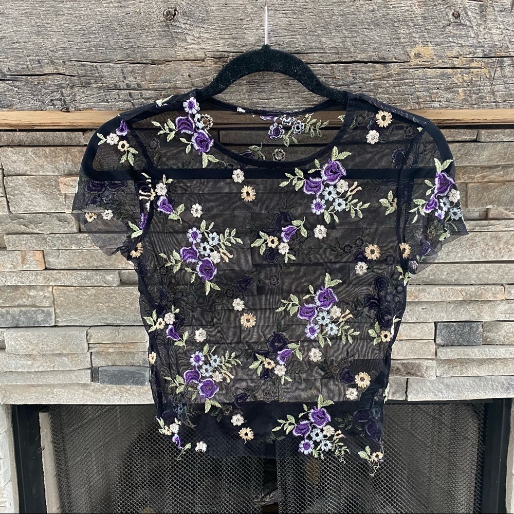 Urban Outfitters Sheer Floral Crop Top